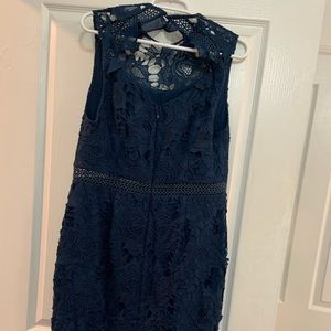 Stunning Navy Blue Lace Midi Dress, Size 12/14